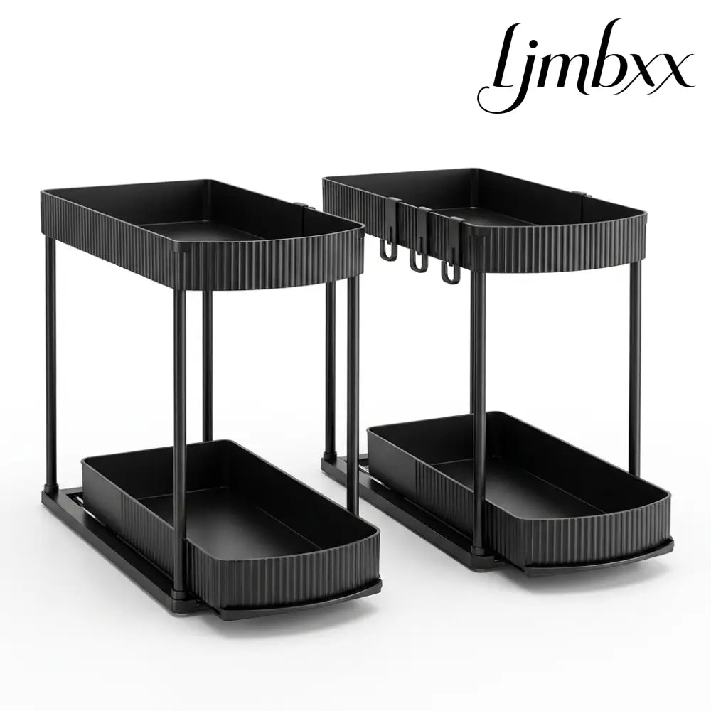 2-Pack Pull-Out Cabinet Organizers - Black / 12.8 Inch - Cabinet Organizer