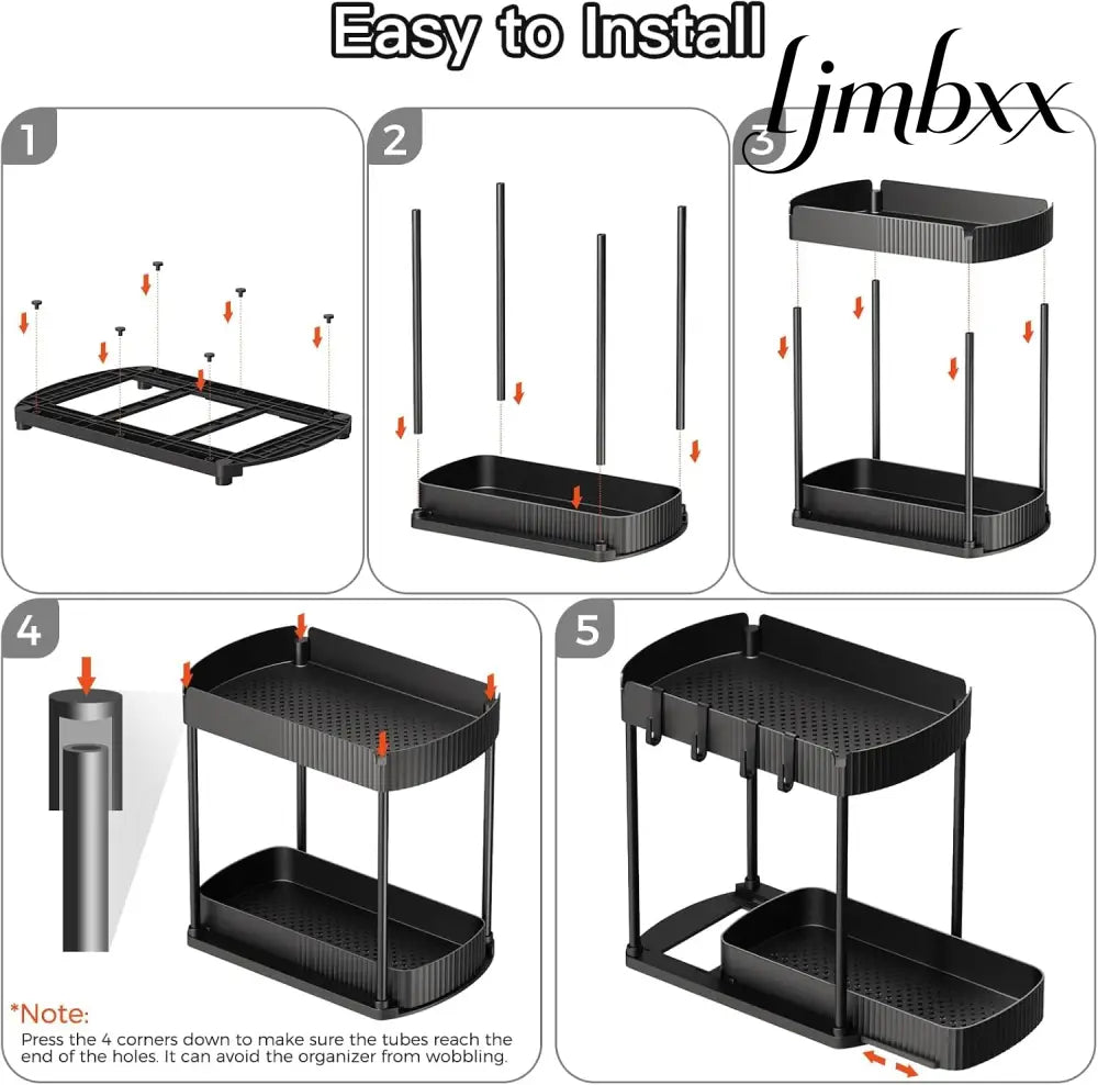 2-Pack Pull-Out Cabinet Organizers - Black / 12.8 Inch - Cabinet Organizer
