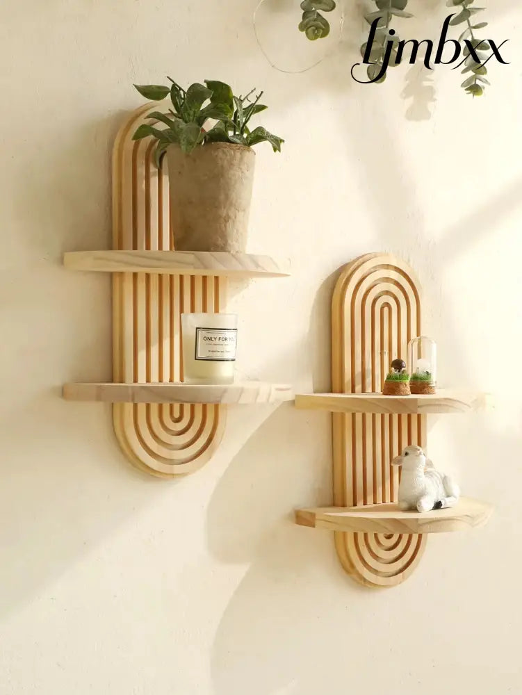 Boho Geometric Wooden Wall Shelf - Wall Shelf