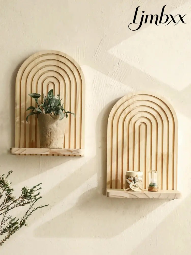 Boho Geometric Wooden Wall Shelf - Ms10581-2Pcs - Wall Shelf