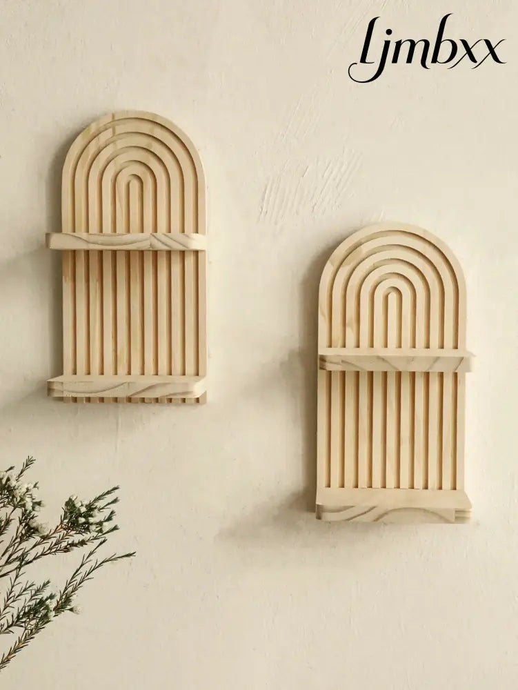 Boho Geometric Wooden Wall Shelf - Ms10582-2Pcs - Wall Shelf