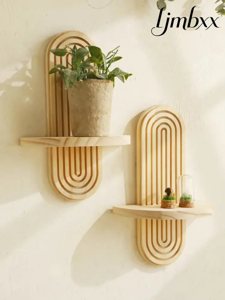 Boho Geometric Wooden Wall Shelf - Shelf Ms10685 - Wall Shelf
