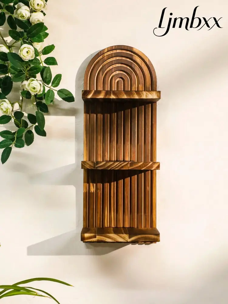 Boho Geometric Wooden Wall Shelf - Shelf Ms11095 - Wall Shelf