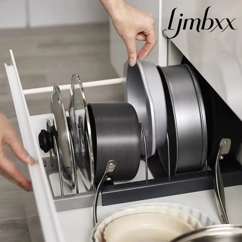 Expandable Pan & Lid Organizer Rack - 7 Dividers - Cookware Organizer