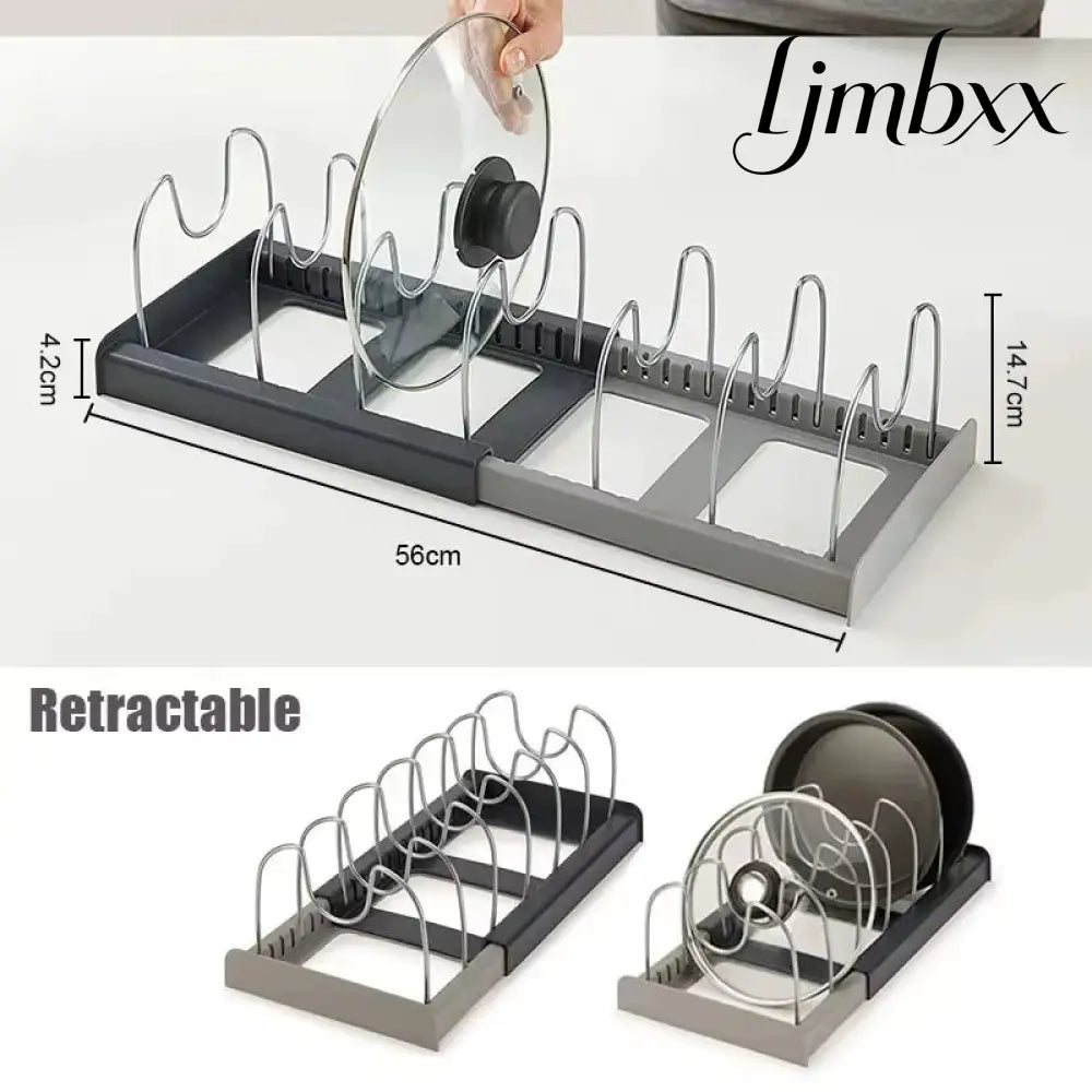 Expandable Pan & Lid Organizer Rack - 7 Dividers - Cookware Organizer