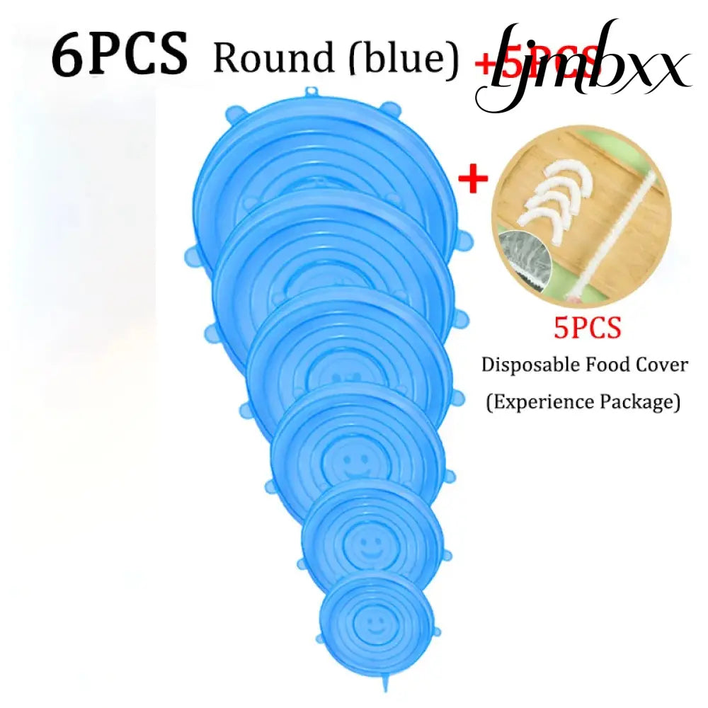 Reusable Silicone Stretch Lids - Blue Round Gift / 24Pcs - Food Container Cover