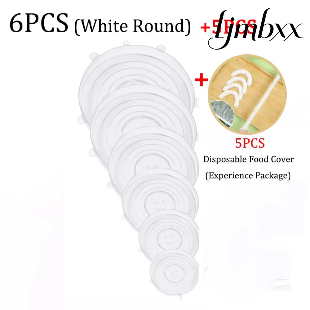 Reusable Silicone Stretch Lids - White Round Gift / 12Pcs - Food Container Cover