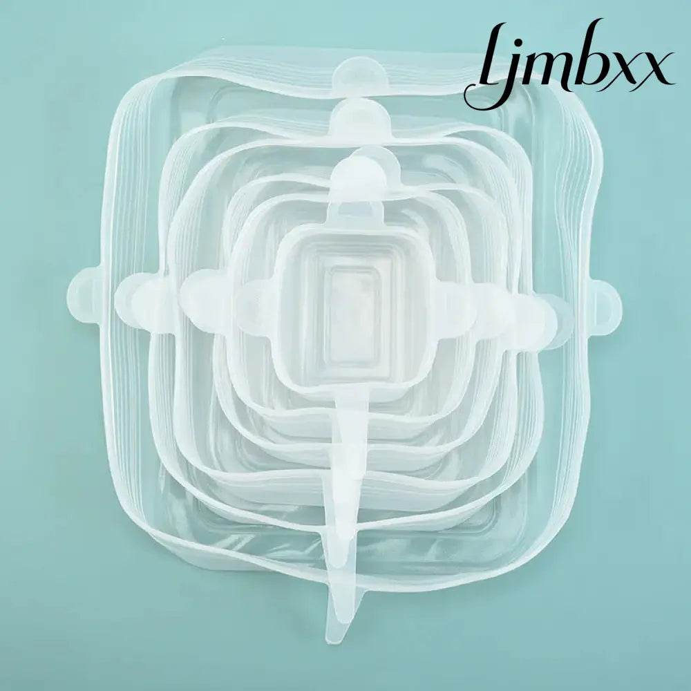 Reusable Silicone Stretch Lids - White Square / 6Pcs - Food Container Cover