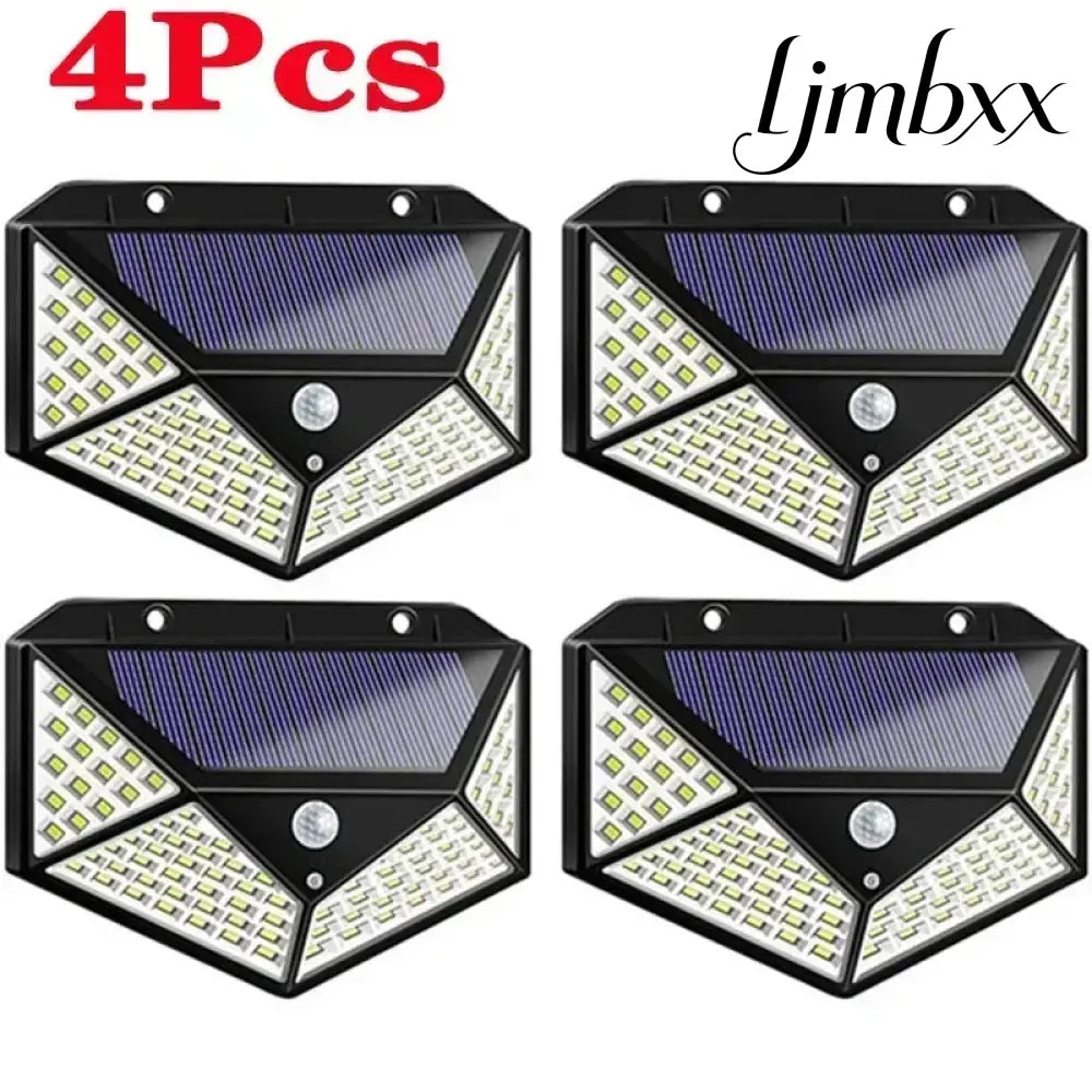 Solar Motion Sensor Wall Lights - 4Pcs-100Led - Solar Security Light