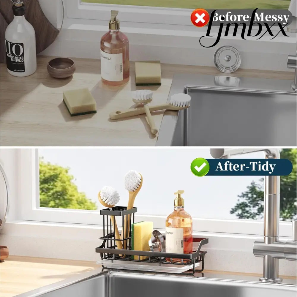 Stainless Steel Kitchen Sink Caddy - Black - Sink Caddy