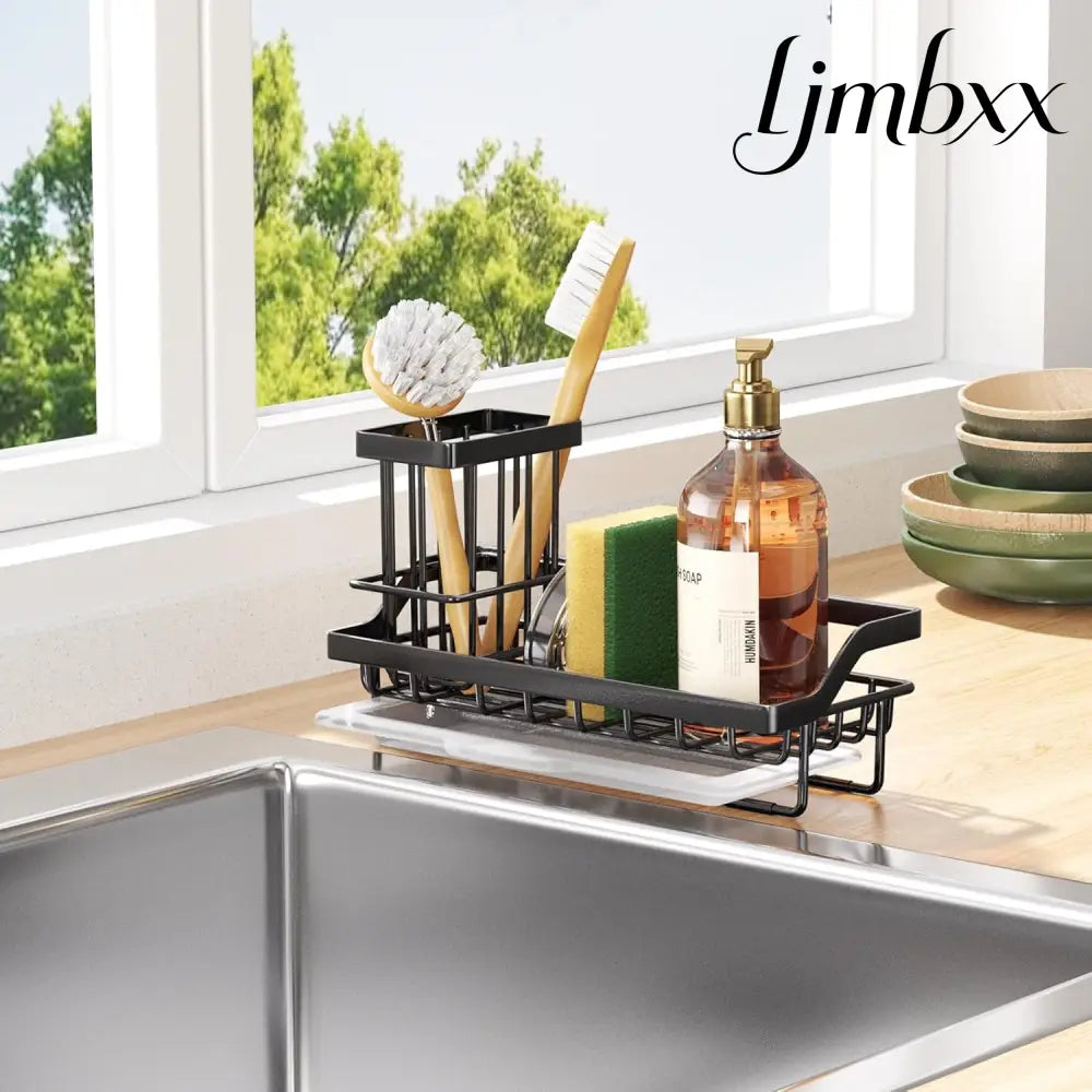 Stainless Steel Kitchen Sink Caddy - Black - Sink Caddy