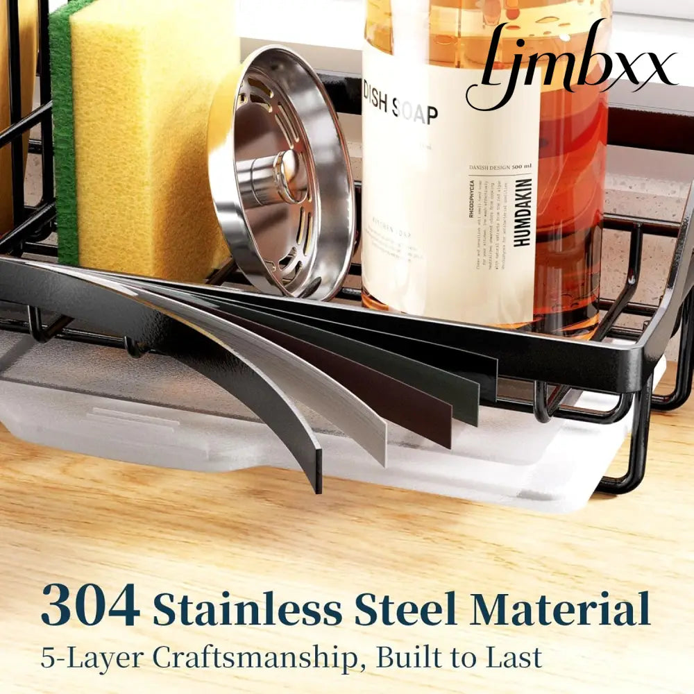 Stainless Steel Kitchen Sink Caddy - Black - Sink Caddy