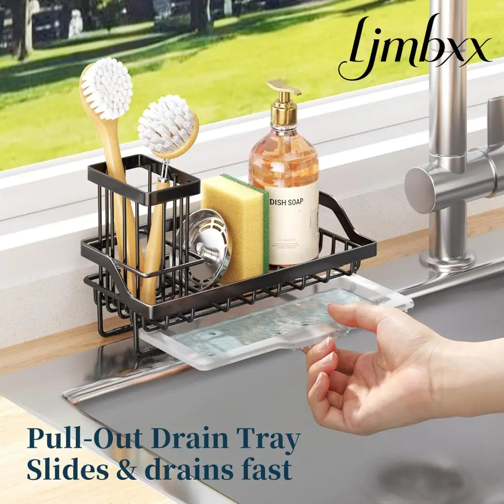 Stainless Steel Kitchen Sink Caddy - Black - Sink Caddy