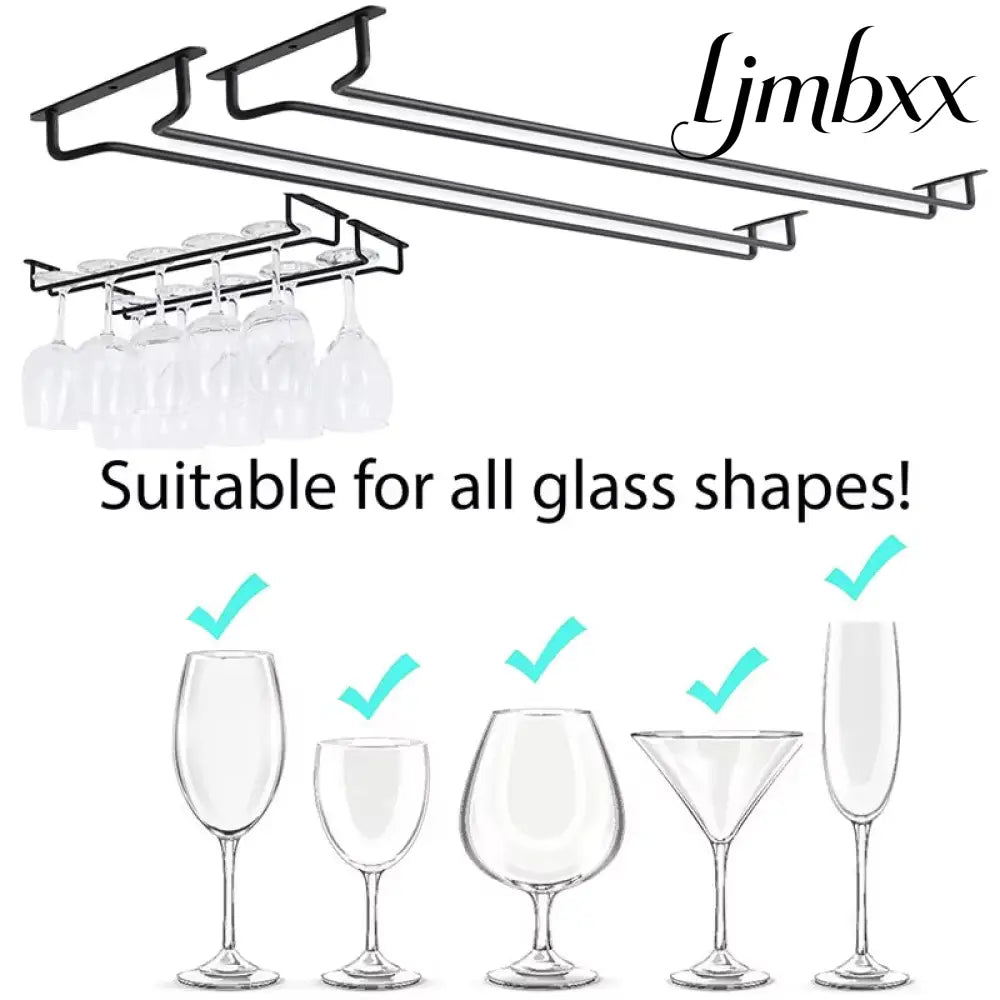 Under-Cabinet Wine Glass Rack - Black - Stemware Rack