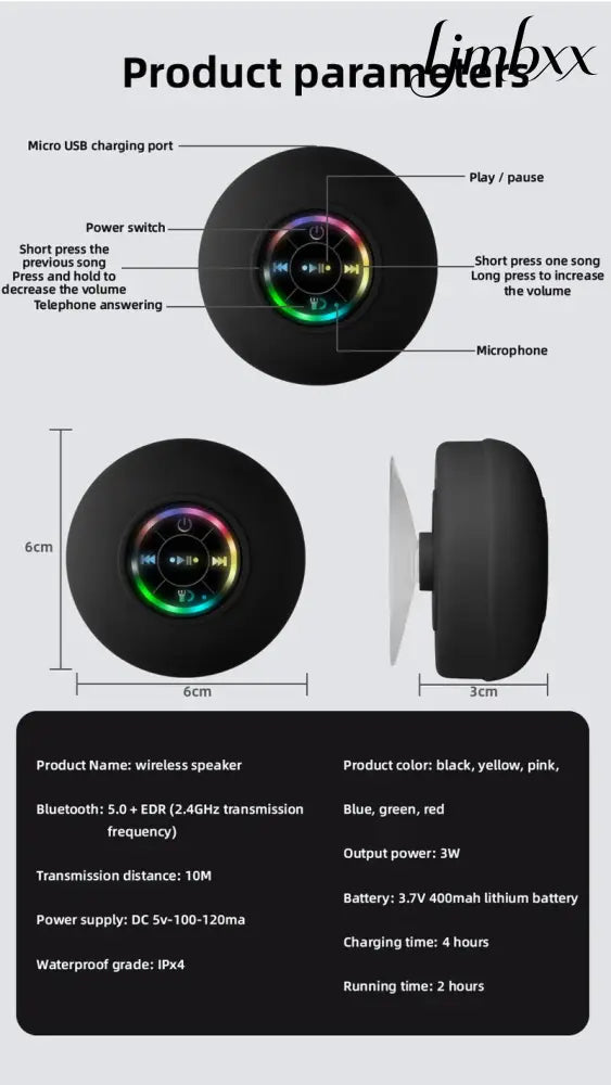 Water-Resistant Bluetooth Shower Speaker - Portable Bluetooth Speaker